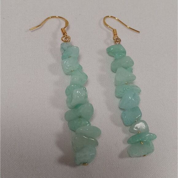 Fluorite stone chip earrings boho bohemian western westerncore bohochic - Picture 2 of 5